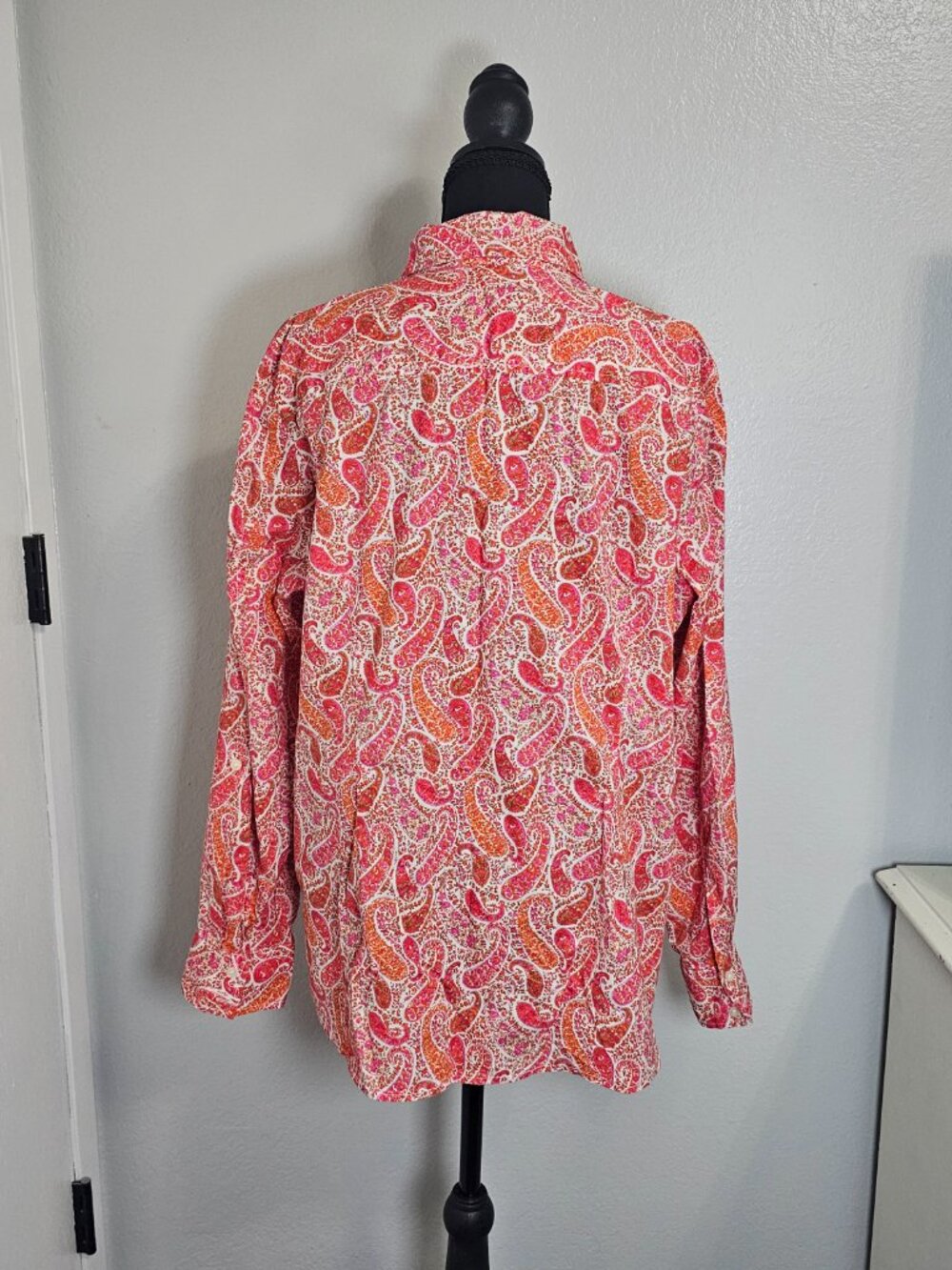 Tommy Hilfiger Paisley Button Down Shirt Orange Fuchsia Pink Long Sleeve XXL - Picture 4 of 8